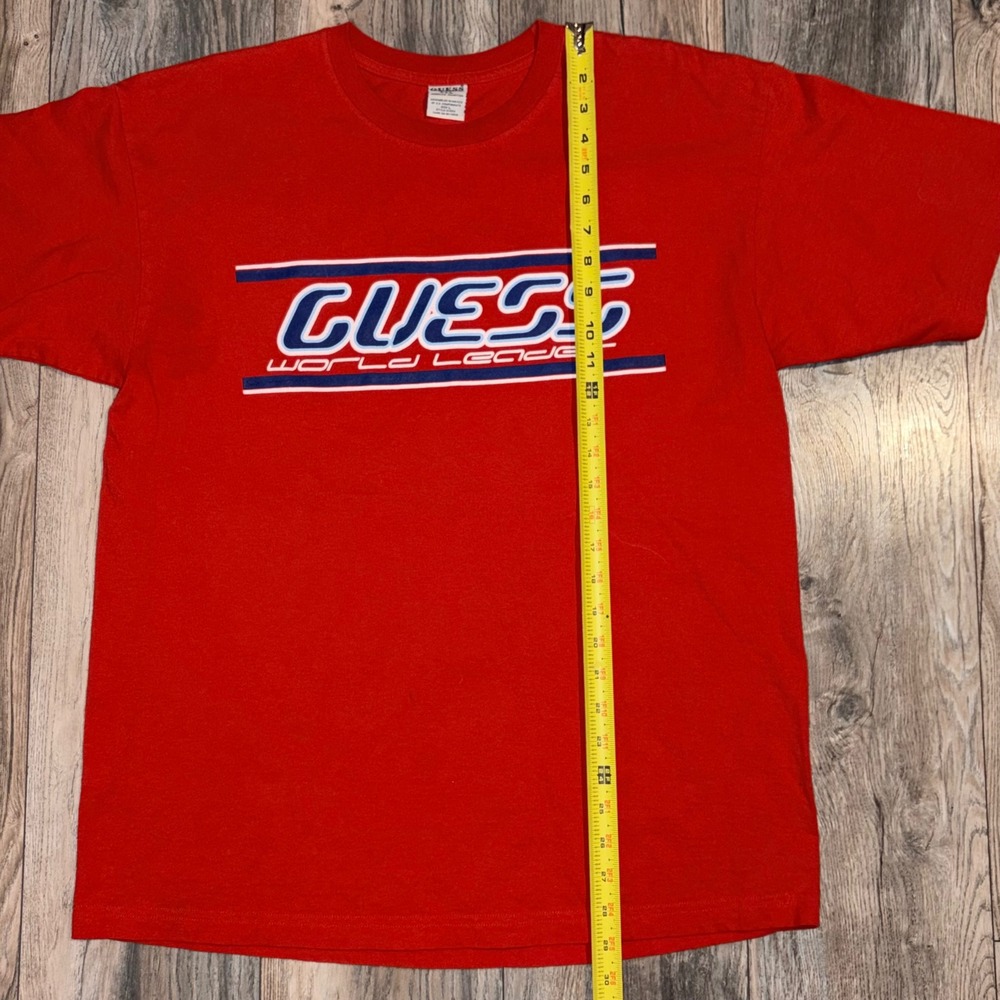 Vintage Guess USA World Leader Graphic T-Shirt Red Mens Large 01350 Racing Tee - Picture 6 of 6